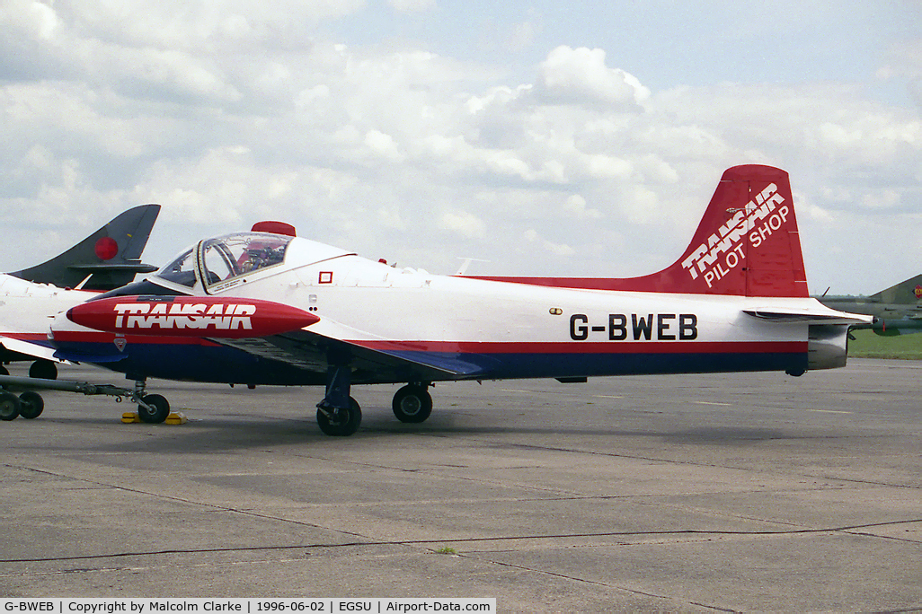 G-BWEB, 1971 BAC 84 Jet Provost T.5A C/N EEP/JP/1044, BAC JET PROVOST T MK5A. Ex RAF XW422 seen here at Duxfords Classic Jet & Fighter Display in 1996.