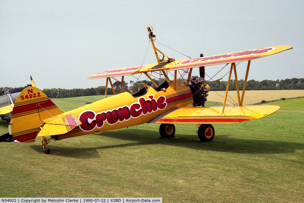 N54922, 1944 Boeing A75N1 (PT-17) C/N 75-3491, Boeing A75N1. A wing walkers mount at Badminton Air Day, Badminton House, UK in 1990.