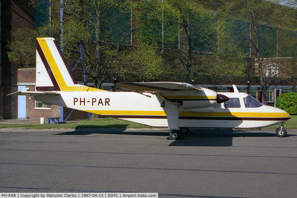 PH-PAR, 1971 Britten-Norman BN-2A-26 Islander C/N 206, Britten-Norman BN-2A-26 Agriculturer Islander at Cranfield Airfield, Beds, UK.