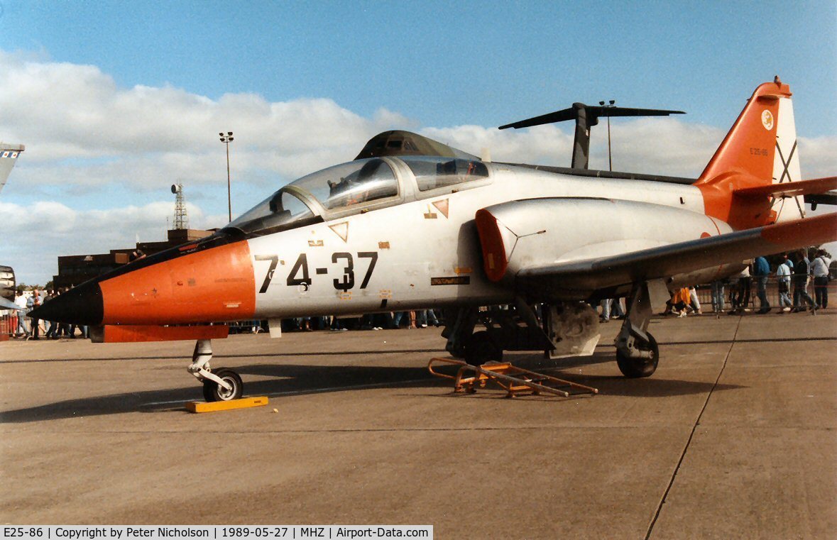 E25-86, CASA C-101EB Aviojet C/N EB01-86-097, CASA Aviojet of Ala 74 Spanish Air Force at the 1989 Mildenhall Air Fete.