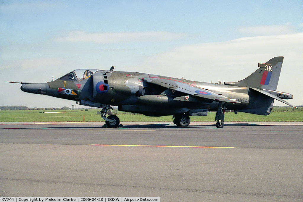 XV744, 1969 Hawker Siddeley Harrier GR.3 C/N 712007, Hawker Siddeley Harrier GR.1 seen here at RAF Waddington's Photocall in 1990.