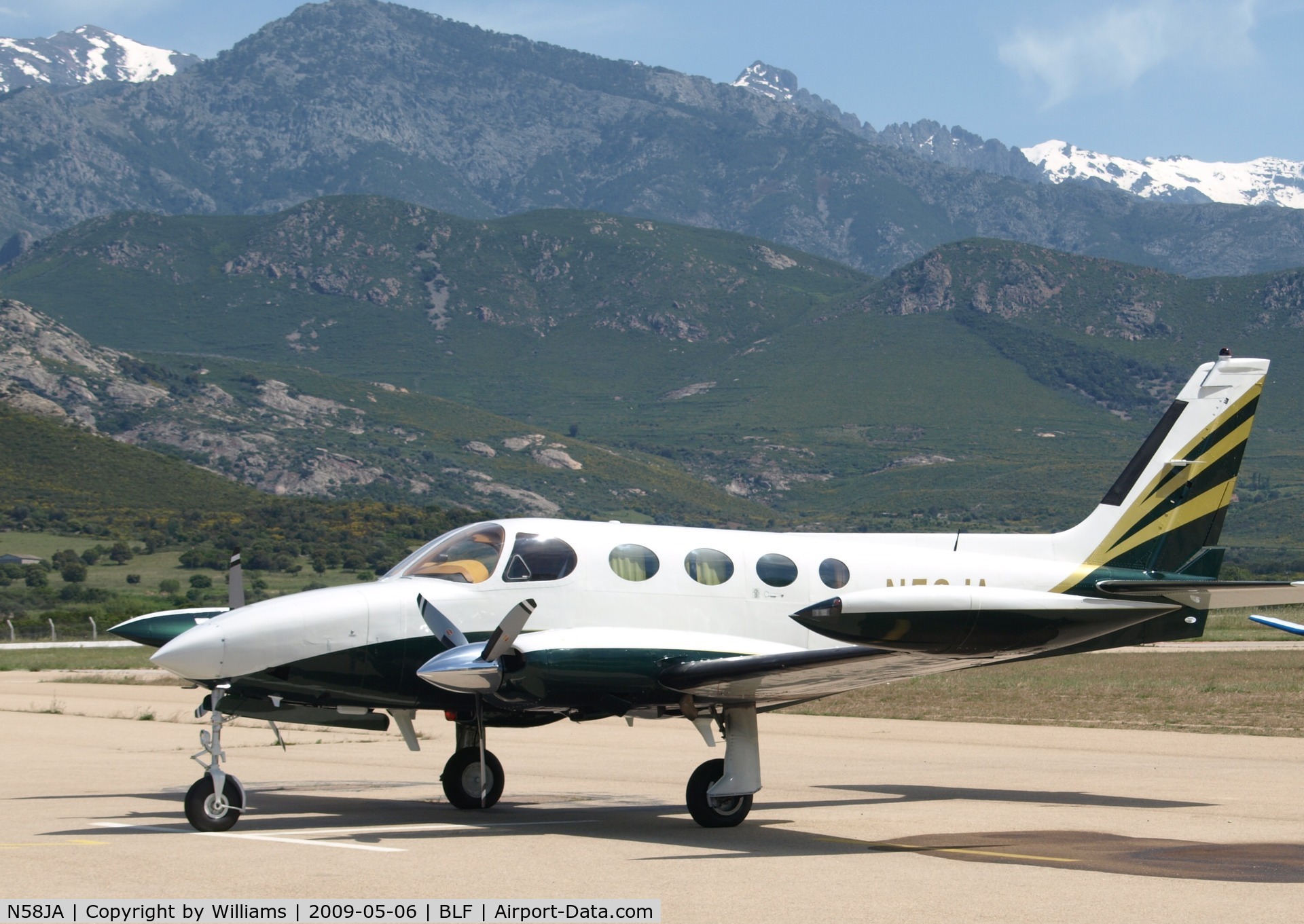 N58JA, 1975 Cessna 340 C/N 3400521, Rebuilt N58JA at Calvi 03 May 2009