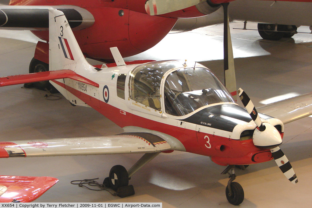 XX654, 1974 Scottish Aviation Bulldog T.1 C/N BH.120/312, exhibited at the RAF Museum at Cosford