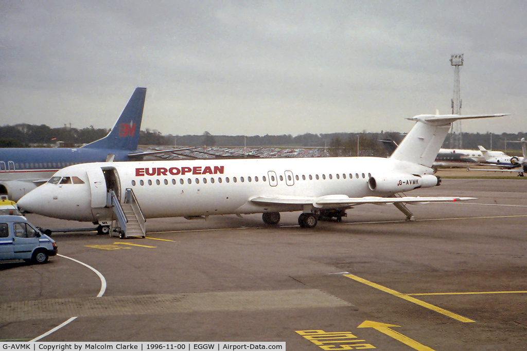 G-AVMK, 1968 BAC 111-510ED One-Eleven C/N BAC.139, BAC One Eleven 510ED at London Luton Airport in November 1996.