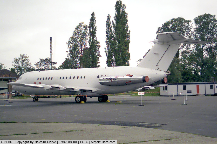 G-BLHD, 1980 British Aerospace 111-492GM One-Eleven C/N 260, British Aerospace One Eleven 492GM at Cranfield Airport in 1987.
