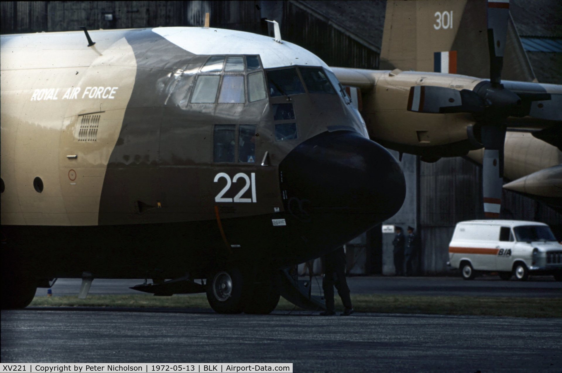 XV221, 1967 Lockheed C-130K Hercules C.1 C/N 382-4251, Hercules C.1 of the Lyneham Transport Wing seen at Blackpool in May 1972.