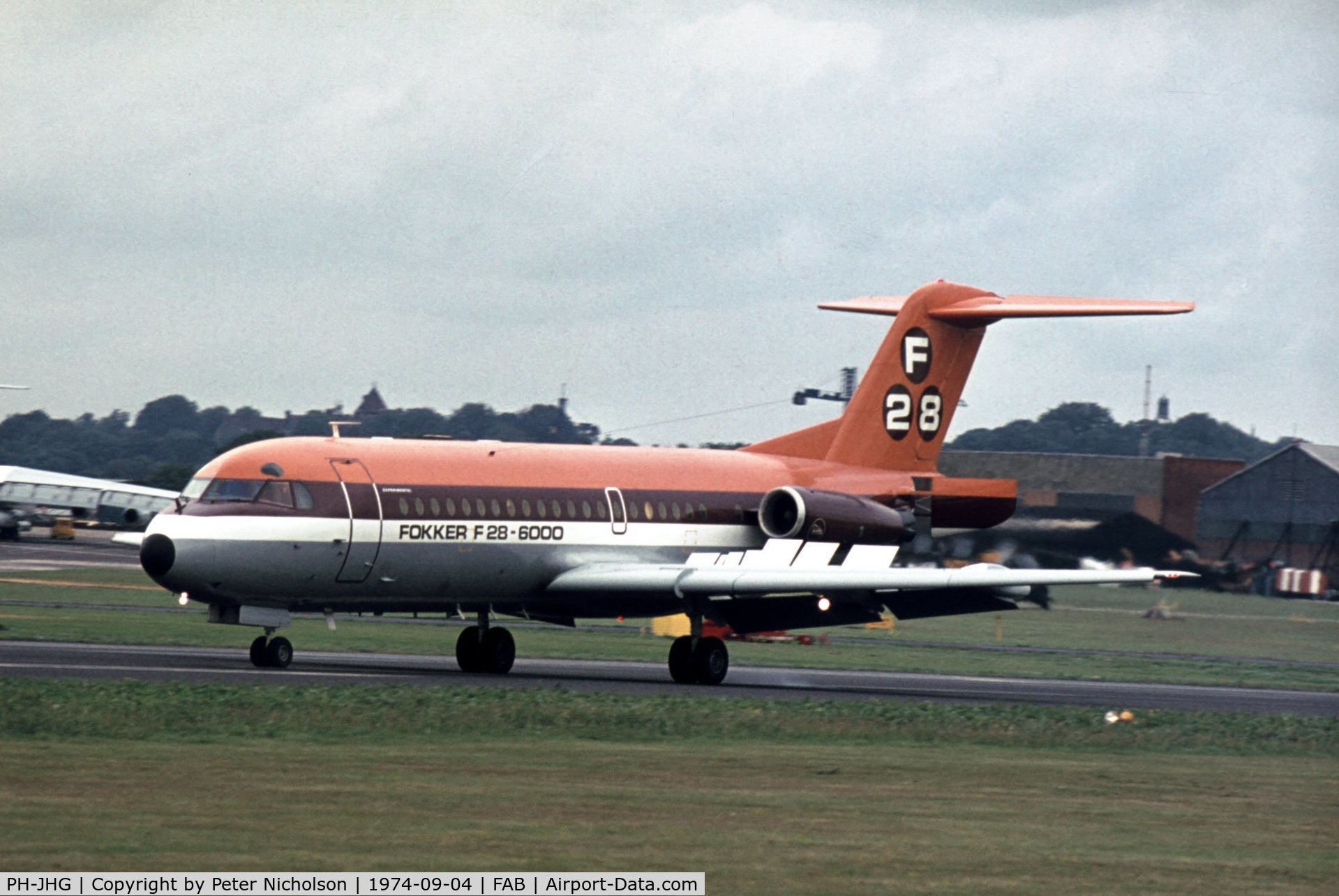 PH-JHG, 1967 Fokker F.28-6000 Fellowship C/N 11001, The prototype F28-6000 was demonstrated at the 1974 Farnborough Airshow.