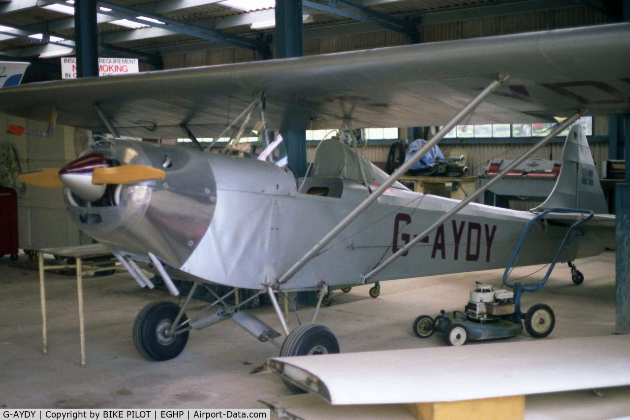 G-AYDY, 1974 Luton LA4A Minor C/N PFA 817, POPHAM 1985 WILTSHIRE AIRCRAFT HANGER . CURRENTLY IN REPUBLIC OF IRELAND