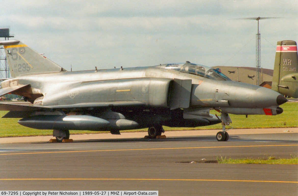 69-7295, 1969 McDonnell Douglas F-4G Phantom II C/N 3975, Another F-4G Phantom of 81st Tactical Fighter Squadron/52nd Tactical Fighter Wing displayed at the 1989 Mildenhall Air Fete.