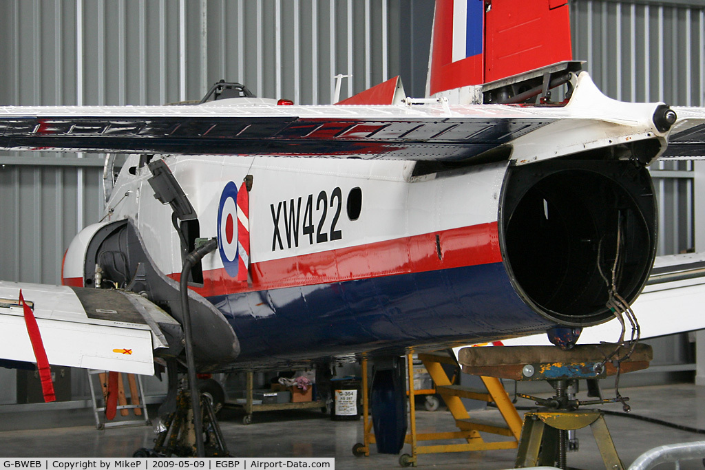 G-BWEB, 1971 BAC 84 Jet Provost T.5A C/N EEP/JP/1044, Raspberry Ripple from the rear !