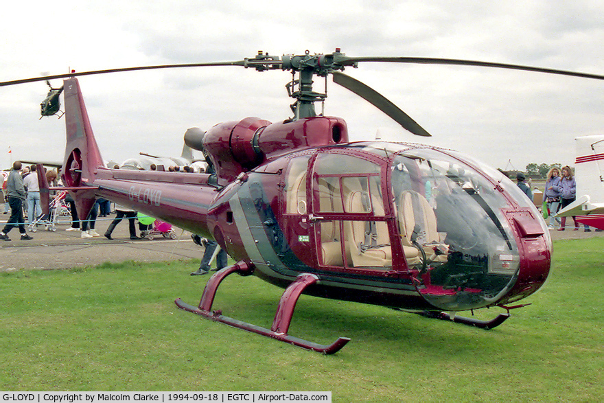 G-LOYD, 1975 Aerospatiale SA-341G Gazelle C/N 1289, Aerospatiale SA341G at Cranfield Airport's Air Show and Helifest in 1994