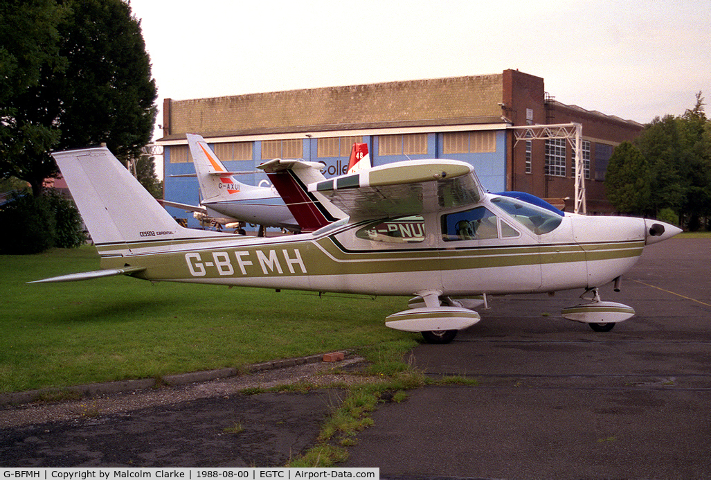G-BFMH, 1973 Cessna 177B Cardinal C/N 17702034, Cessna 177B Cardinal at Cranfield Airfield, UK in 1988.