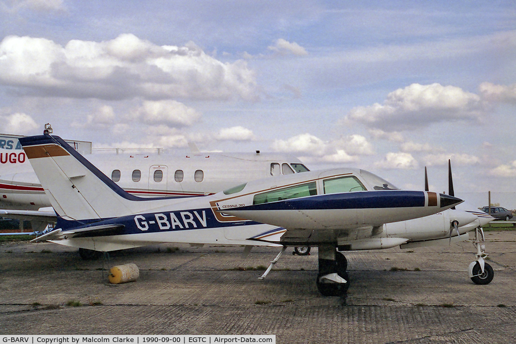 G-BARV, 1973 Cessna 310Q C/N 310Q-0774, Cessna 310Q at Cranfield Airport, UK. Owned by Old English Watches Ltd.