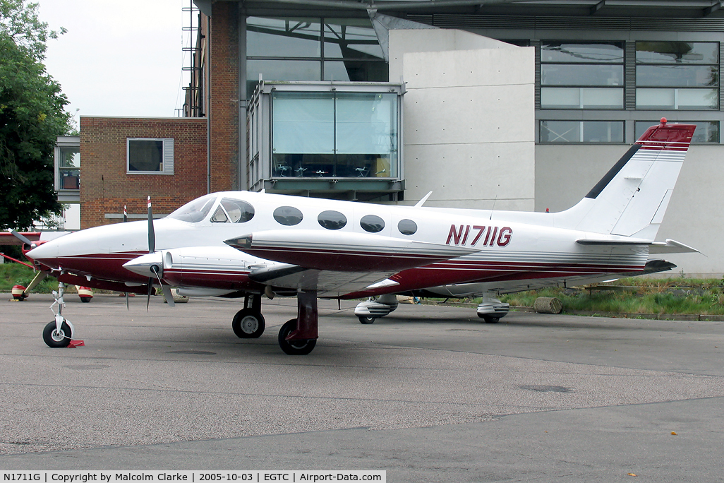 N1711G, Cessna 340 C/N 340-0516, Cessna 340 at Cranfield Airport, UK.