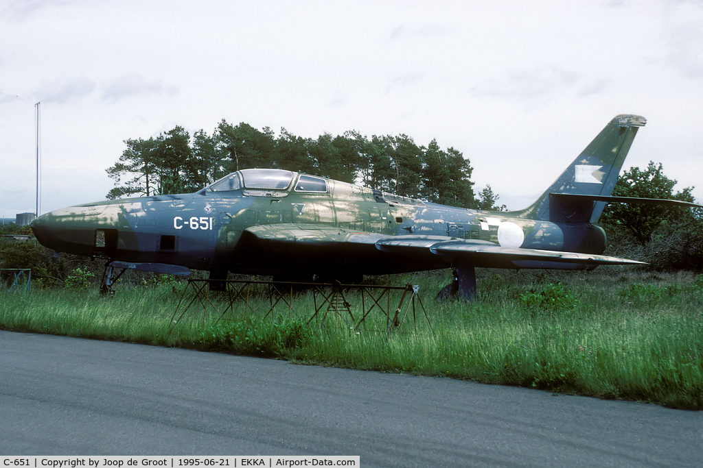 C-651, 1953 Republic RF-84F Thunderflash C/N 670, C-651 was one of the Danish Thunderflashes awaiting its fate at Karup.