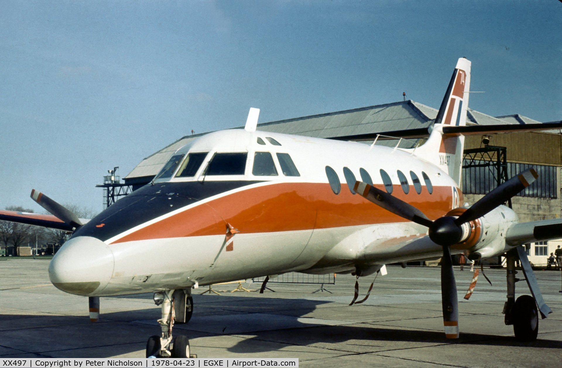 XX497, 1976 Scottish Aviation HP-137 Jetstream T.1 C/N 280, Jetstream T.1 of the Multi-Engine Training Squadron in the static park at the 1978 Leeming Open Day.