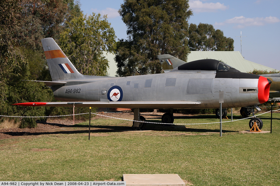 A94-982, 1957 Commonwealth CA-27 Sabre Mk.32 C/N CA27-82, RAAF Wagga Wagga Museum