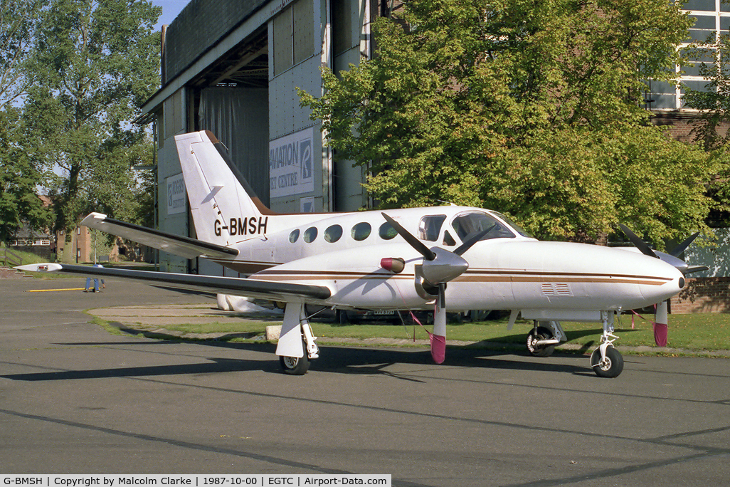 G-BMSH, 1981 Cessna 425 Corsair C/N 425-0063, Cessna 421C Golden Eagle at Cranfield Airport, UK in 1987.