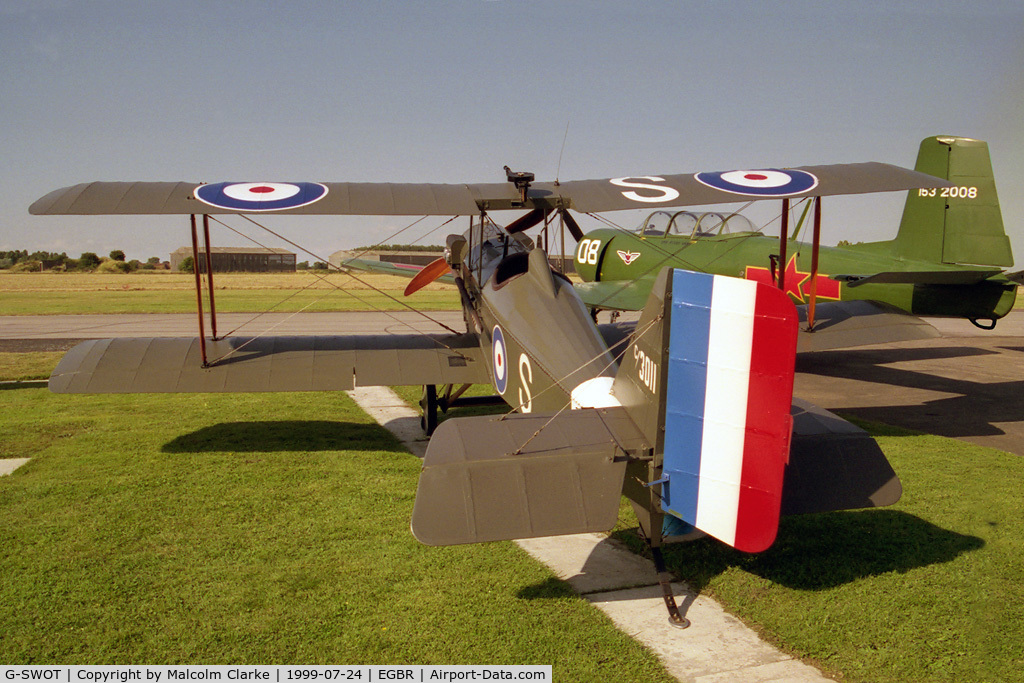 G-SWOT, 1990 Currie Super Wot (SE-5A Replica) C/N PFA 3011, Currie Super Wot owned by The Real Aeroplane Company, Breighton Airfield, UK. Operating as C3011 of the Royal Air Force.