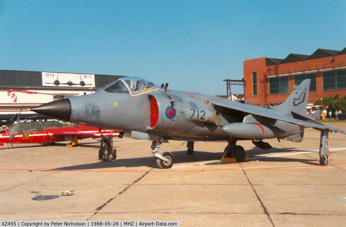 XZ455, 1979 British Aerospace Sea Harrier FRS.1 C/N 41H-912009, Sea Harrier FRS.1 of 899 Squadron in the static park of the 1988 Mildenhall Air Fete.