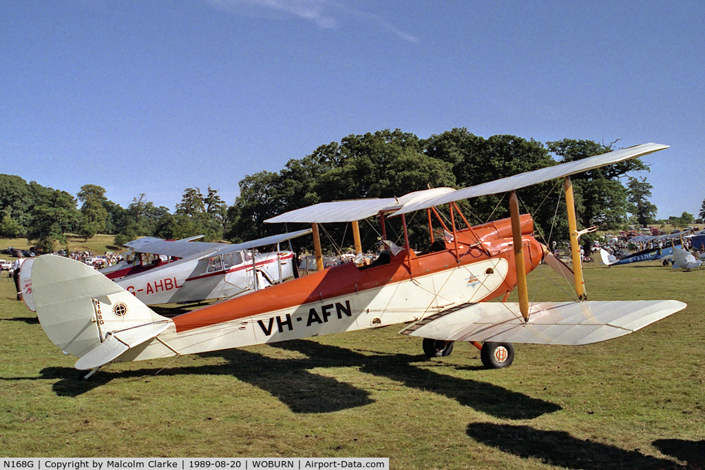 N168G, 1928 De havilland DH-60G Gypsy Moth C/N A7/44, LASCO DH-60G Gipsy Moth. At the Famous Grouse DH Moth Rally 1989 held in the grounds of Woburn Abbey.