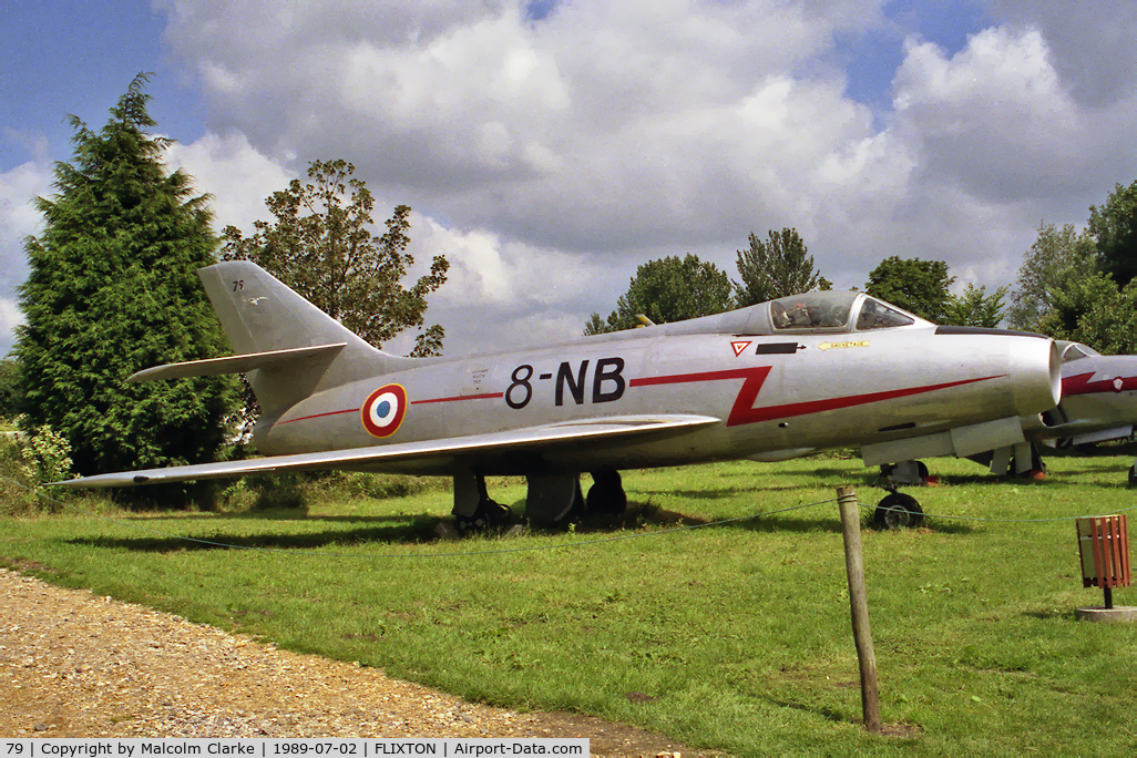 79, Dassault Mystere IVA C/N 79, Dassault MD-454 Mystere IVA at the Norfolk and Suffolk Air Museum, Flixton, UK in 1989. Code now 2-EG.