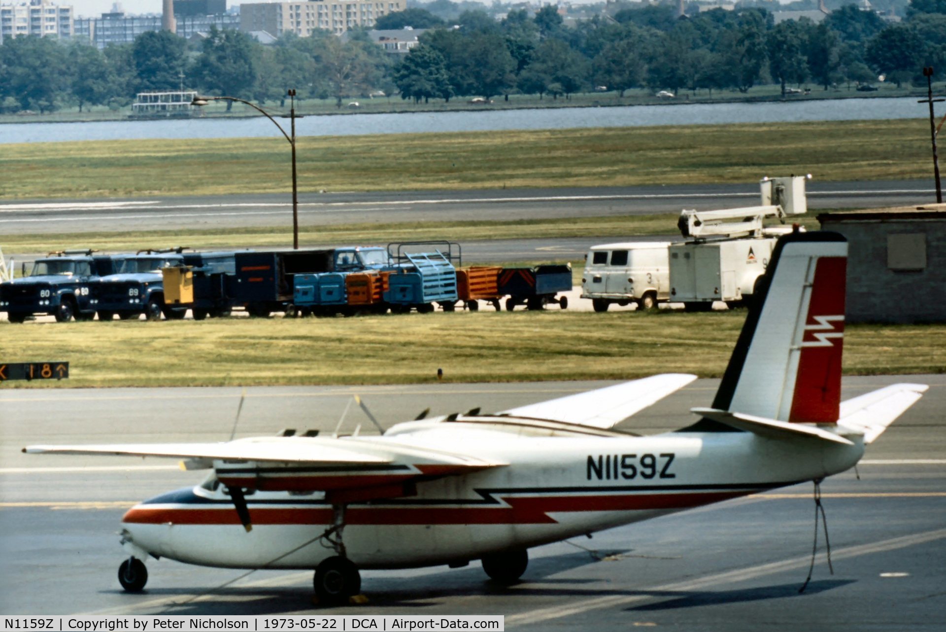 N1159Z, 1965 Aero Commander 500B Commander C/N 1523-185, Aero Commander 500 seen at Washington National in May 1973.
