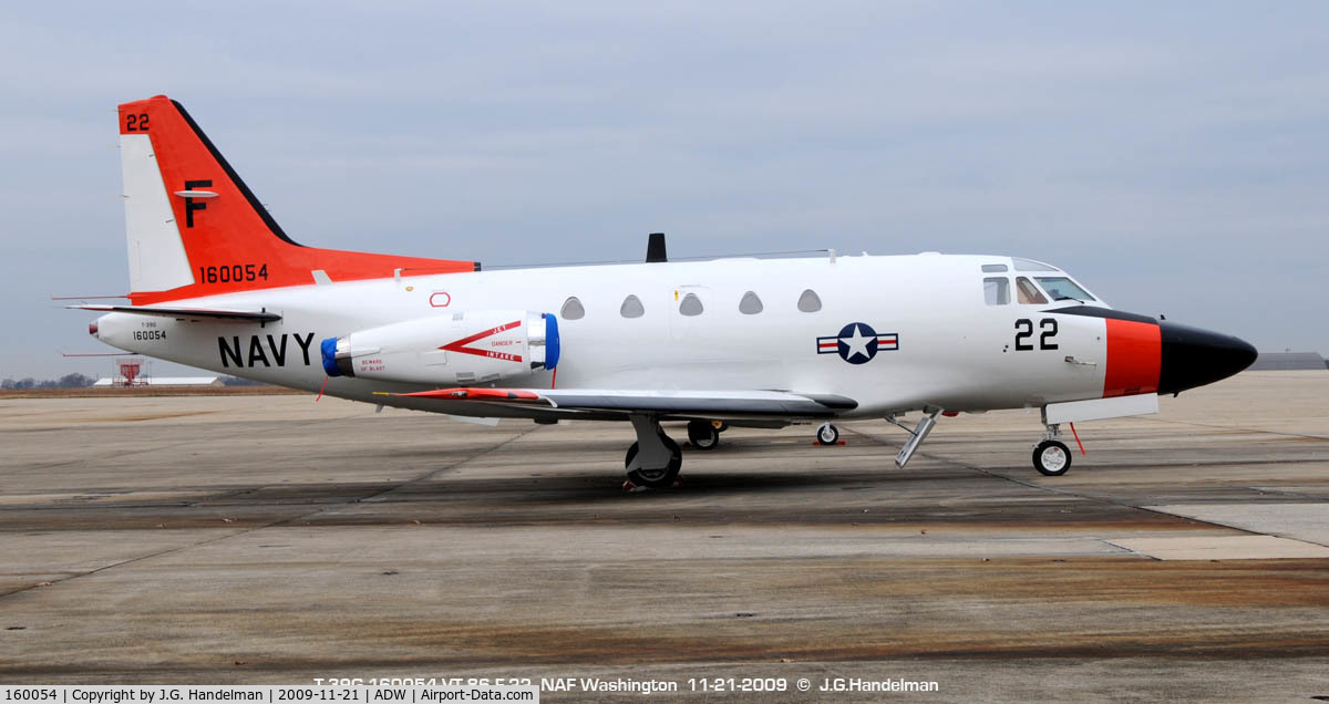 160054, North American Rockwell CT-39G Sabreliner C/N 306-104, at NAF Washington on a cloudy day