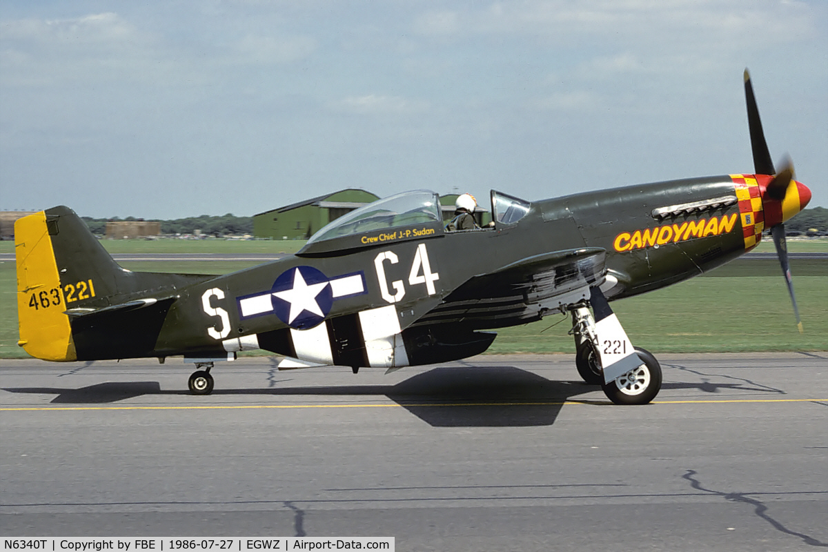 N6340T, 1944 North American P-51D Mustang C/N 122-39608, Candyman taxying at RAF Alconbury