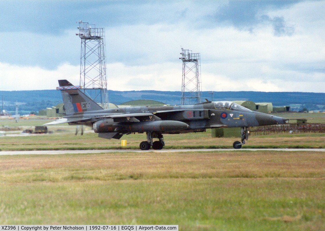 XZ396, 1977 Sepecat Jaguar GR.1A C/N S.161, Jaguar GR.1A of 6 Squadron preparing for take-off at Lossiemouth in the Summer of 1992.