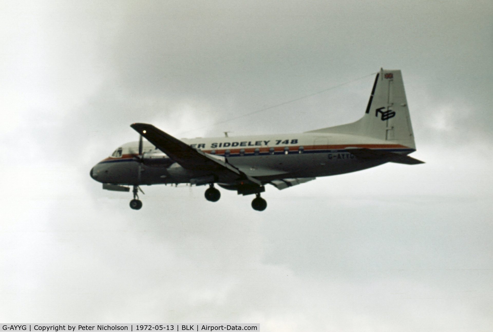 G-AYYG, 1971 Hawker Siddeley HS.748 Series 2A C/N 1697, Hawker Siddeley's HS.748 demonstrator was displayed at the 1972 Blackpool Airshow.