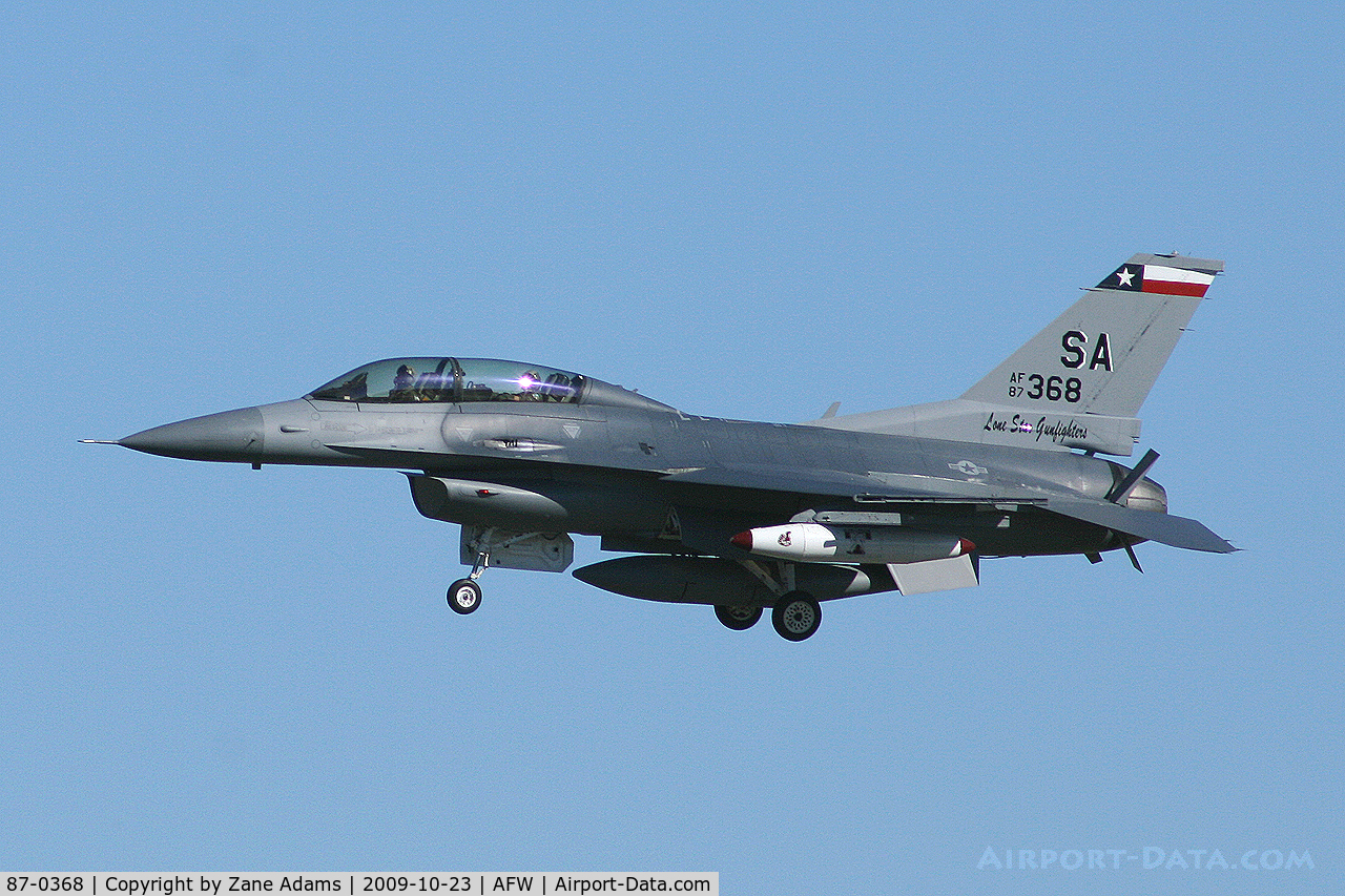 87-0368, 1987 General Dynamics F-16D Fighting Falcon C/N 5D-62, Landing at the 2009 Alliance Fort Worth Airshow