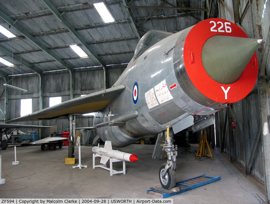 ZF594, English Electric Lightning F.53 C/N 95303, English Electric Lightning F53 at the NE Aircraft Museum, Usworth, UK in 2004.