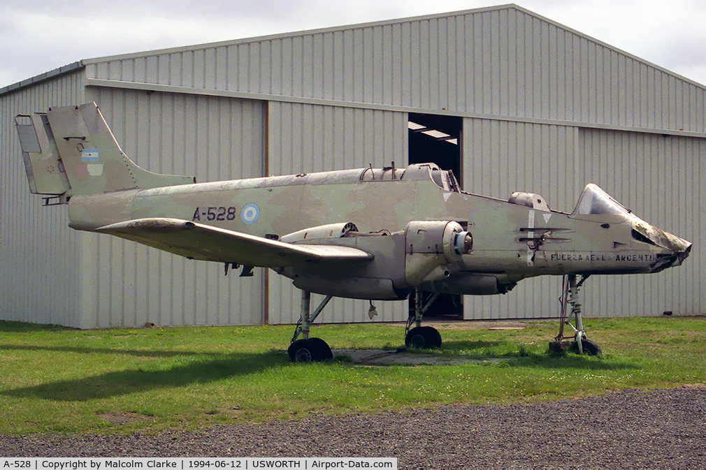 A-528, 1979 FMA IA-58A Pucará C/N 028, FMA IA-58A Pucara at the North East Aircraft Museum, Usworth, UK in 1994.