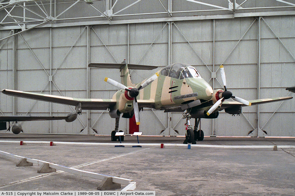 A-515, FMA IA-58A Pucará C/N 018, FMA IA-58A Pucara at the Aerospace Museum, RAF Cosford in 1989.