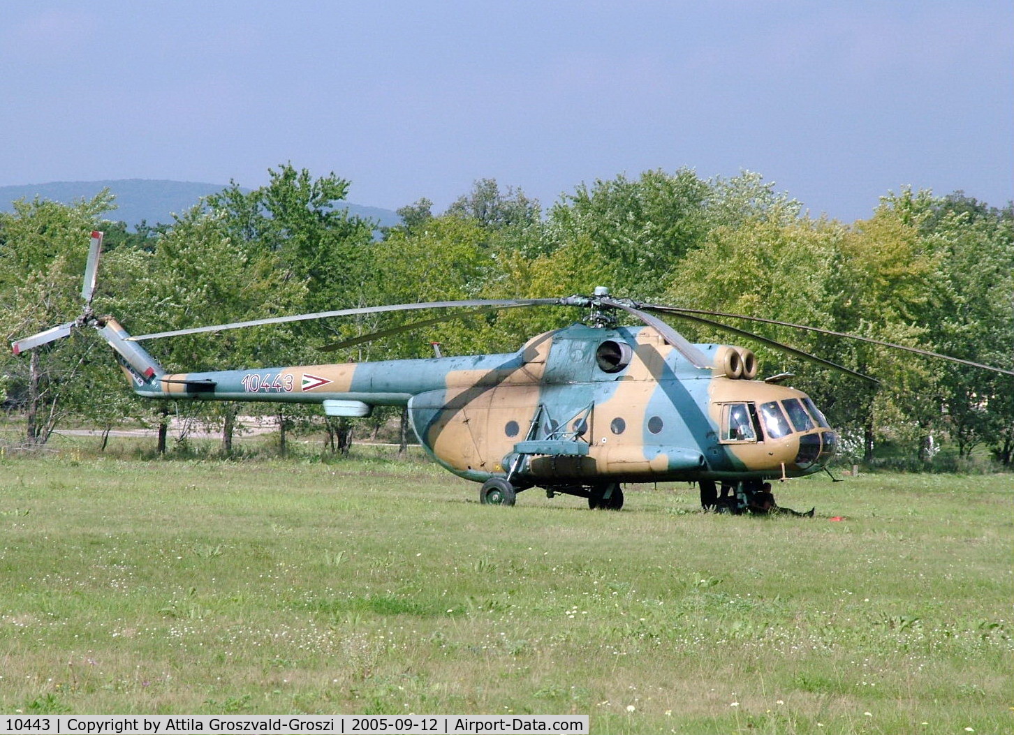 10443, 1973 Mil Mi-8T Hip C/N 10443, Veszprém-Jutas-Ujmajor temporary army helicopter base.