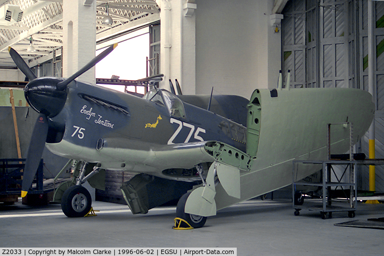 Z2033, 1944 Fairey Firefly 1 C/N F.5607, Fairy Firefly 1 'Evelyn Tensions' at the Imperial War Museum, Duxford in 1996.