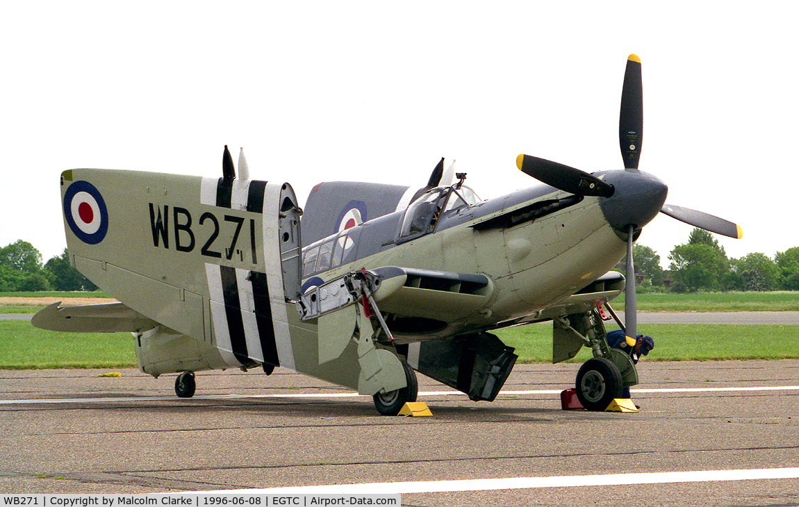 WB271, 1949 Fairey Firefly AS.5 C/N F.8497, Fairey Firefly AS5 at the airshow celebrating the 50th Anniversary of the Cranfield's College of Aeronautics.