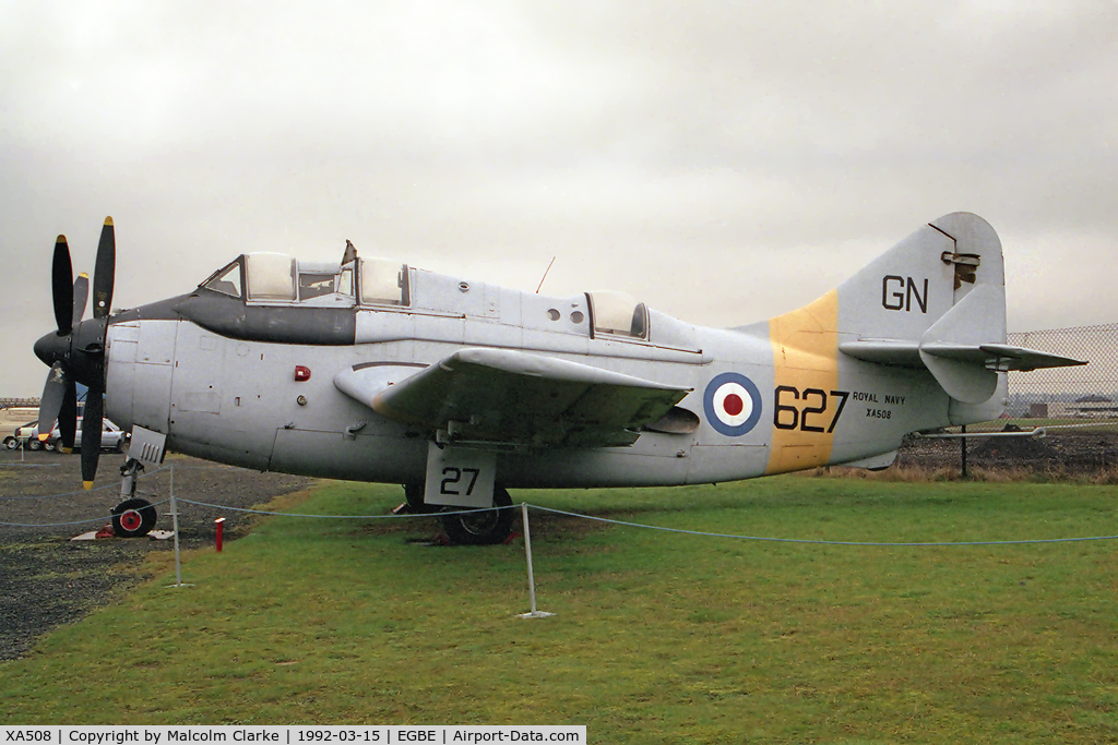 XA508, 1955 Fairey Gannet T.2 C/N F9327, Fairey Gannet T2 at the Midland Air Museum, Coventry Airport in 1992.