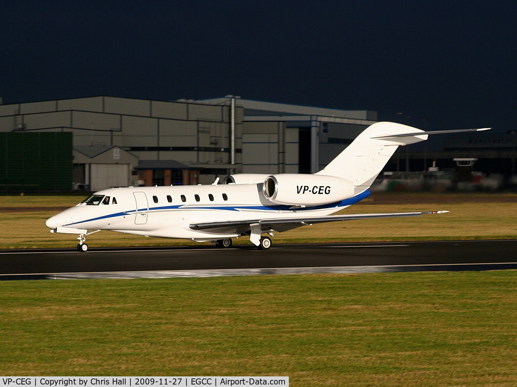 VP-CEG, 2007 Cessna 750 Citation X Citation X C/N 750-0277, Cessna 750 Citation 10 departing from RW 23R as the storm clouds roll in