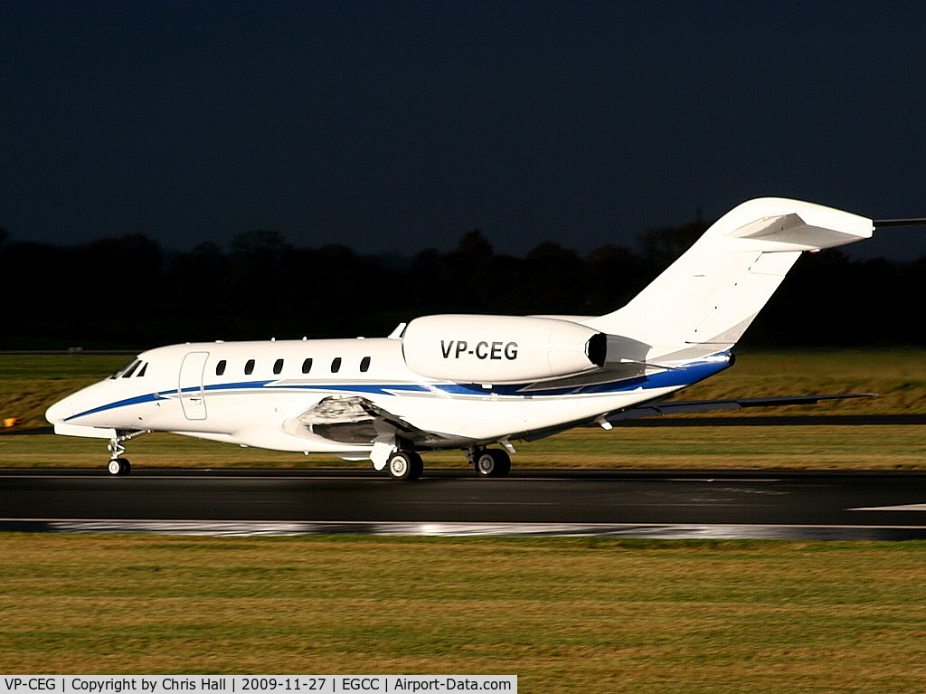 VP-CEG, 2007 Cessna 750 Citation X Citation X C/N 750-0277, Cessna 750 Citation 10 departing from RW 23L as the storm clouds roll in