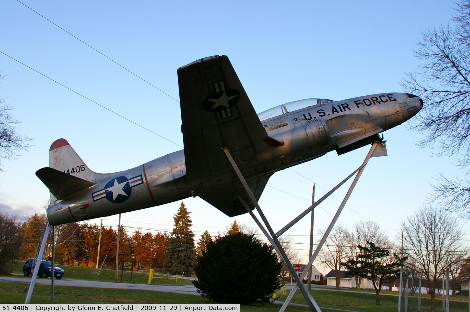 51-4406, 1951 Lockheed T-33A Shooting Star C/N 580-5701, Mounted in the city park, south side of Oelwein, IA