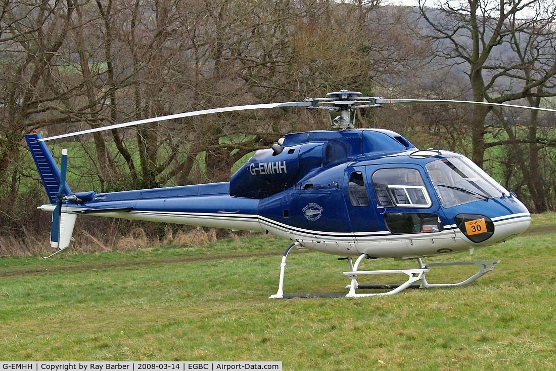 G-EMHH, 1990 Aerospatiale AS-355F-2 Ecureuil 2 C/N 5169, Seen at Cheltenham during Gold Cup week.