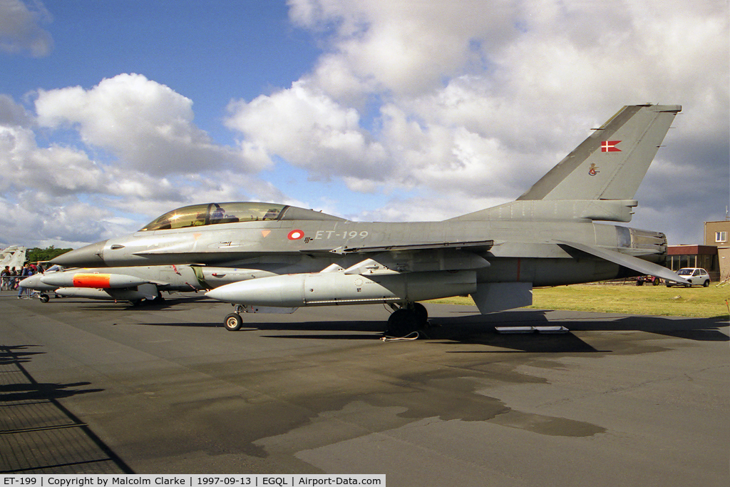 ET-199, 1986 Fokker F-16B Fighting Falcon C/N 6G-15, SABCA F-16B Fighting Falcon. Flown at RAF Leuchars' Battle of Britain Air Show by Eskadrille 726 based at Aalborg.