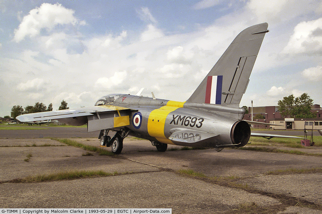 G-TIMM, 1962 Folland Gnat T.1 C/N FL519, Hawker Siddeley Gnat T1 at Cranfield Airfield in 1993.