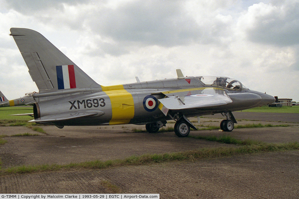 G-TIMM, 1962 Folland Gnat T.1 C/N FL519, Hawker Siddeley Gnat T1 at Cranfield Airfield in 1993.