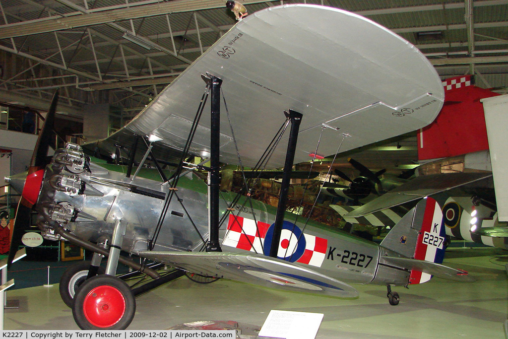 K2227, Bristol 105 Bulldog Mk.2A C/N 7446, Bristol Bulldog MKIIA exhibited in the RAF Museum Hendon , UK