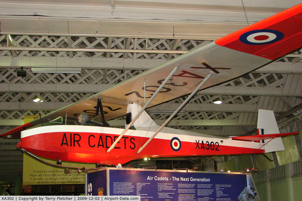 XA302, Slingsby T-31B Cadet TX.3 C/N 844, Slingsby Cadet TX3 exhibited in the RAF Museum Hendon , UK