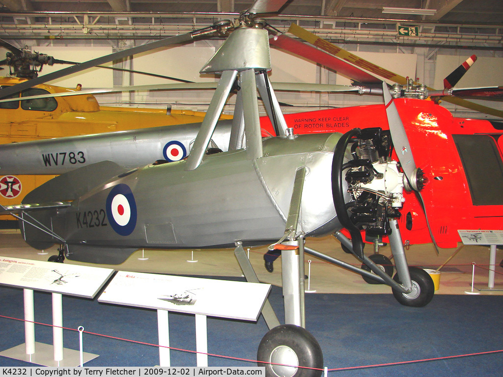 K4232, Avro 671 Rota I (Cierva C-30A) C/N R3/CA/40, Avro Rota , also ex SE-AZB, exhibited in the RAF Museum Hendon , UK