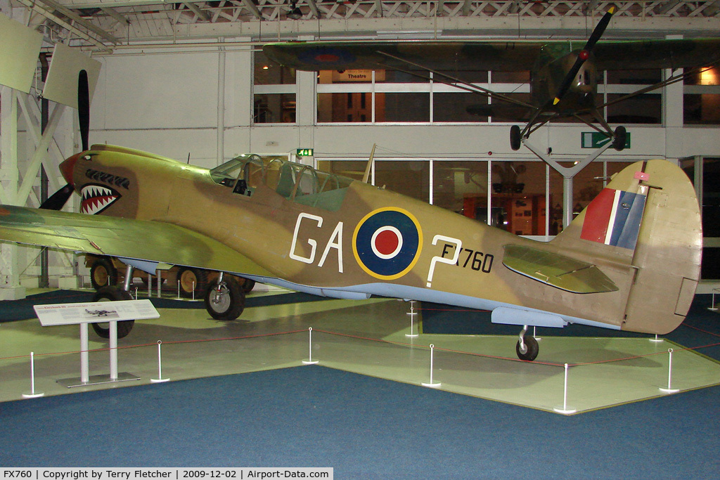 FX760, Curtiss Kittyhawk IV C/N 33840, Curtis Kittyhawk exhibited in the RAF Museum Hendon , UK  - believed to be ex 42-106101 msn 29863